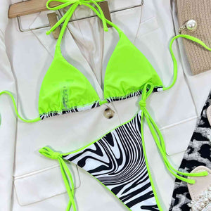 Zebra Print Halter Neck Bikini Set