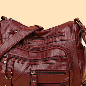 Multi-Pocket PU Leather Crossbody Bag