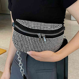 Rhinestone PU Leather Sling Bag