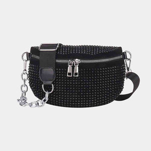 Rhinestone PU Leather Sling Bag