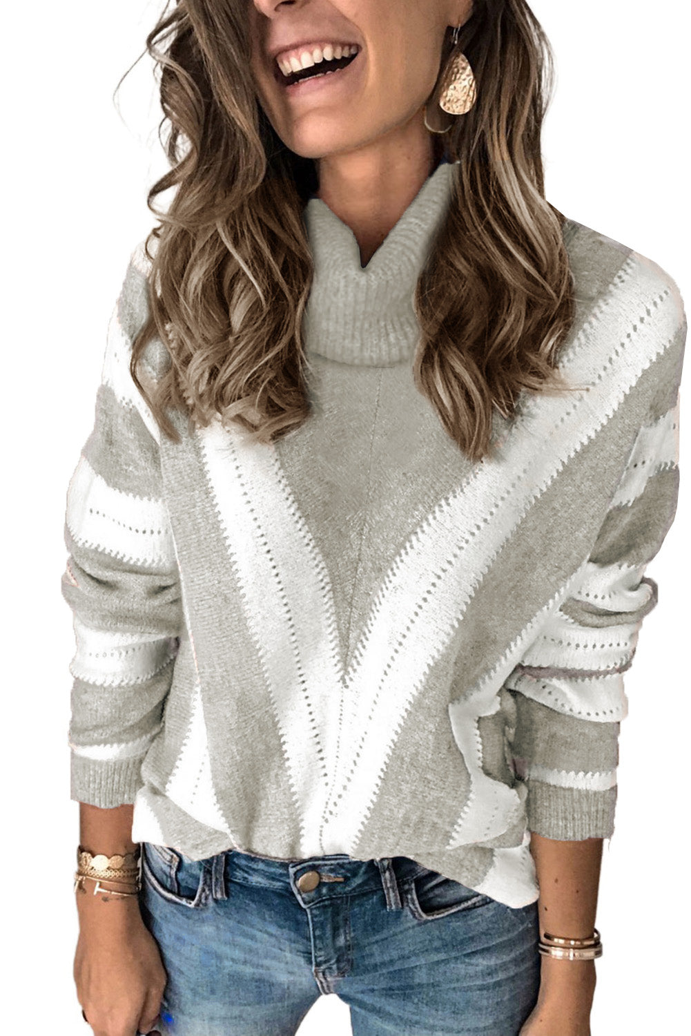 Striped Color Block Knitted Sweater
