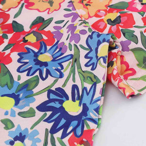 Floral Round Neck Short Sleeve Dress