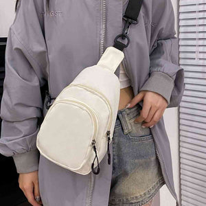 Contrast Strap Nylon Sling Bag