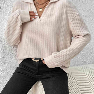 Johnny Collar Ribbed Top