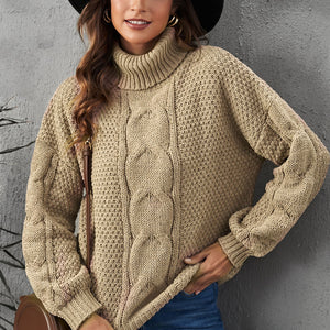 Solid  Cable Knit Pullover Sweater