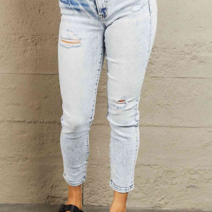 BAYEAS Mid Rise Acid Wash Skinny Jeans