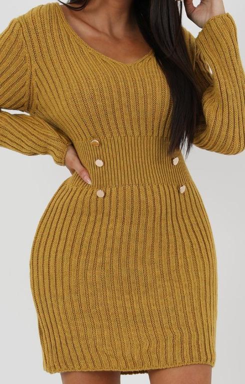 Glamaker Knitted Yellow Sexy Sweater Dress Women Elegant Mini Short Autumn Dress Party Club Long Sleeve Winter Dress Ladies Glamaker Knitted Yellow Sexy Sweater Dress Women Elegant Mini Short Autumn Dress Party Club Long Sleeve Winter Dress Ladies