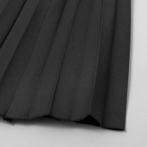 Simplee Chic High Waist Women Pleated Skirt Buttons A-line Autumn Winter Female Midi Skirts Elegant Office Ladies Black Skirts