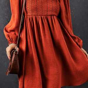 Textured Front Crochet Babydoll Dress