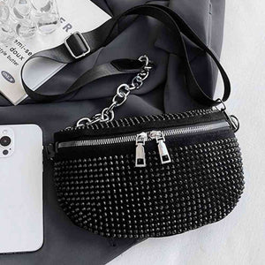 Rhinestone PU Leather Sling Bag