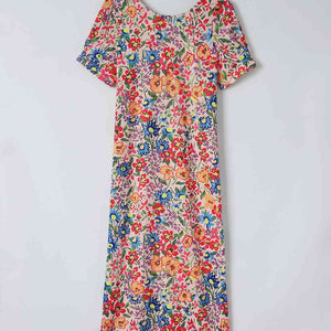 Floral Round Neck Short Sleeve Dress