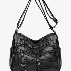 Multi-Pocket PU Leather Crossbody Bag