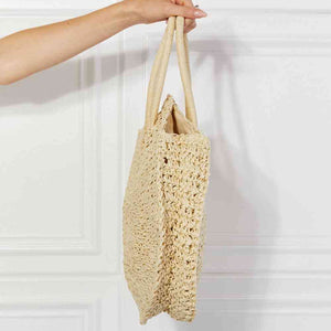 Justin Taylor Beach Date Straw Rattan Handbag in Ivory