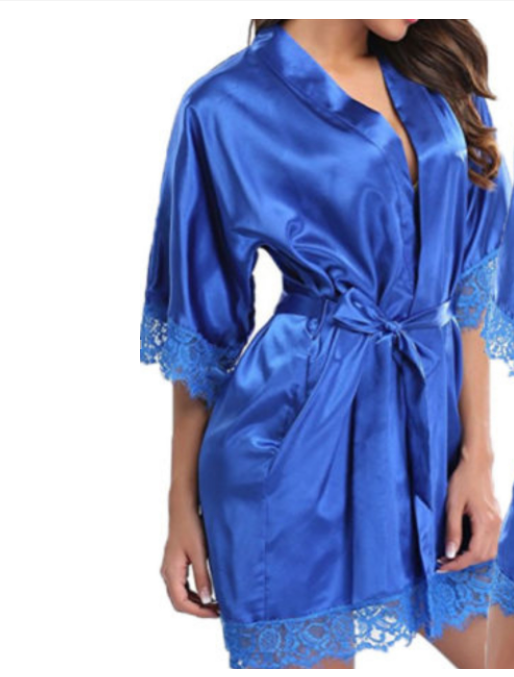 Ice Silk Pajamas Two-Piece Set Large Size plus-Sized Nightdress Sexy Loose Lace Bathrobe