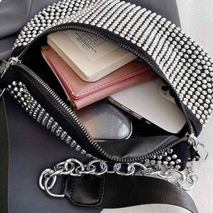 Rhinestone PU Leather Sling Bag