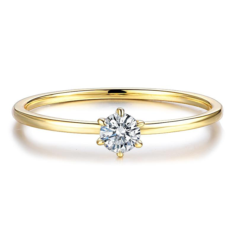 18K Yellow Gold Ring for Women 0.2ct Test Moissanite Diamond Ring