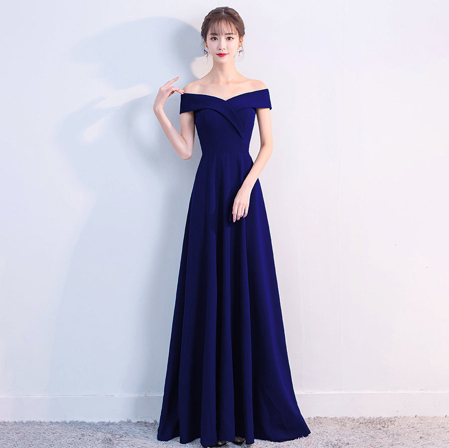 Evening Dress for Women Party Formal Cocktail New Banquet Black Party Dress Sexy off-the-Shoulder Long Dress End