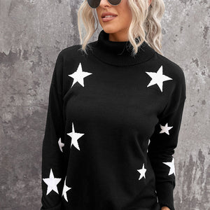 Khaki Dropped Sleeve Star Print Sweater