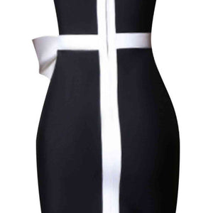 Contrast Strapless Bow Detail Mini Dress