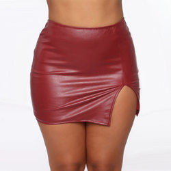 Women Skirt High Waist Hip-Wrapped Skirt Nightclub PU Leather Zipper Sexy Black Leather Skirt