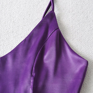 New Fashion Elegant Style V-neck Sleeveless Purple Texture Maxi Dress Female