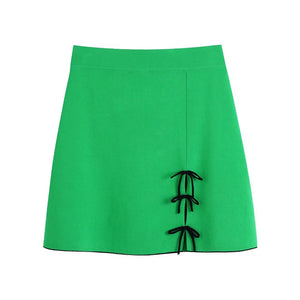 Spring New Women  Clothing  Style Bowknot Decoration  Knitted Skirt
