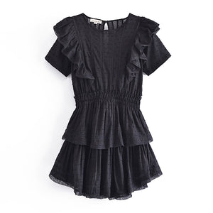 2022 Spring Women  Clothing French Refined Handmade Lace Lace Stitching Multi-Layer Tiered Dress Dress