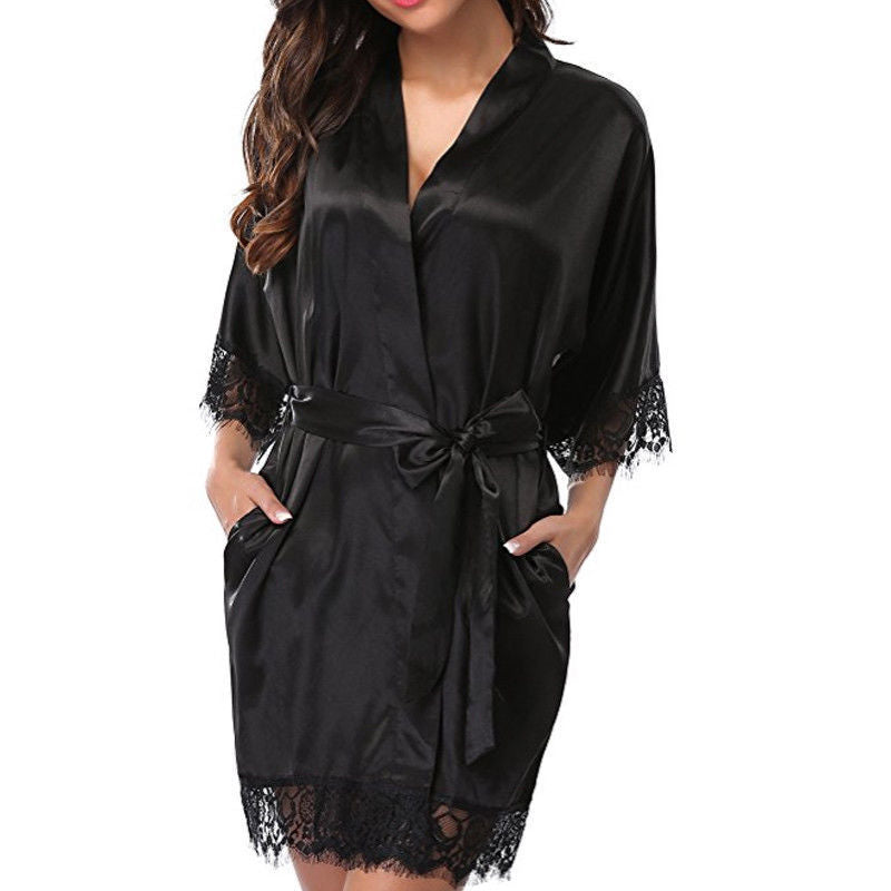 Ice Silk Pajamas Two-Piece Set Large Size plus-Sized Nightdress Sexy Loose Lace Bathrobe