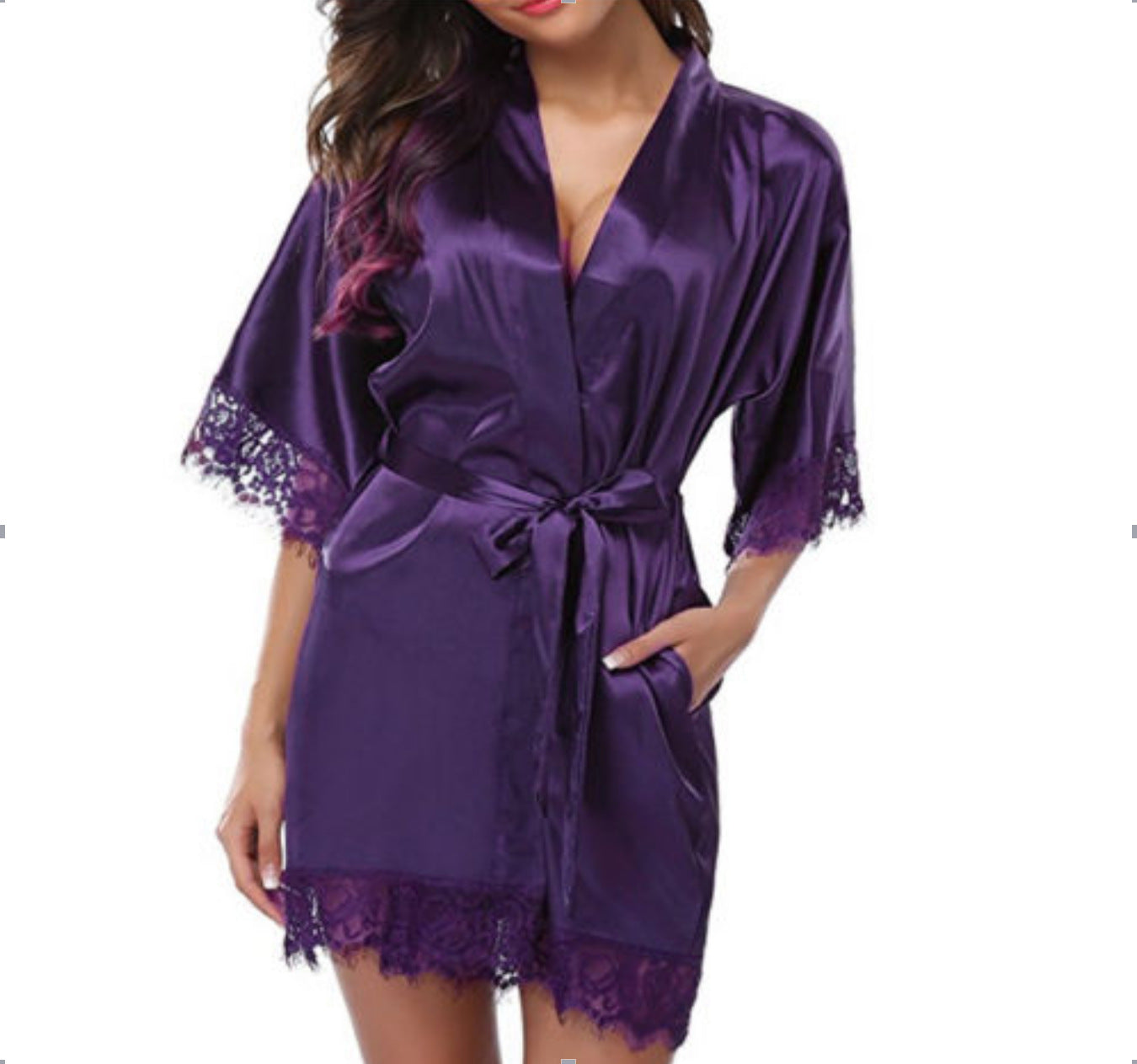 Ice Silk Pajamas Two-Piece Set Large Size plus-Sized Nightdress Sexy Loose Lace Bathrobe