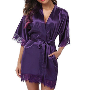 Ice Silk Pajamas Two-Piece Set Large Size plus-Sized Nightdress Sexy Loose Lace Bathrobe