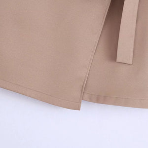 Khaki Irregular Skirt Women  Summer High Waist Shorts A- line Elegant Graceful Fashionable Stylish Versatile Skirt