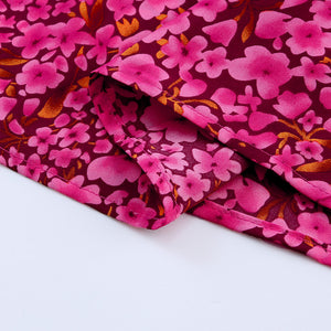 Red Floral Print Tiered Flutter Sleeve V Neck Top