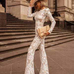 Socialite Wind Synthetic Lace Refined Grace Slim Fit Bodysuit