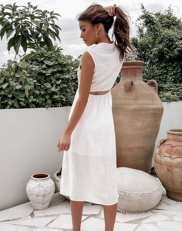 Summer New Style White Hollow Dress Women Elegant Deep V-neck Sleevele Global Fashions GC Summer New Style White Hollow Dress Women Elegant Deep V-neck Sleevele Global Fashions GC