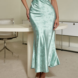 Women Fishtail Skirt Satin Slim Elegant Skirt