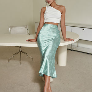 Women Fishtail Skirt Satin Slim Elegant Skirt