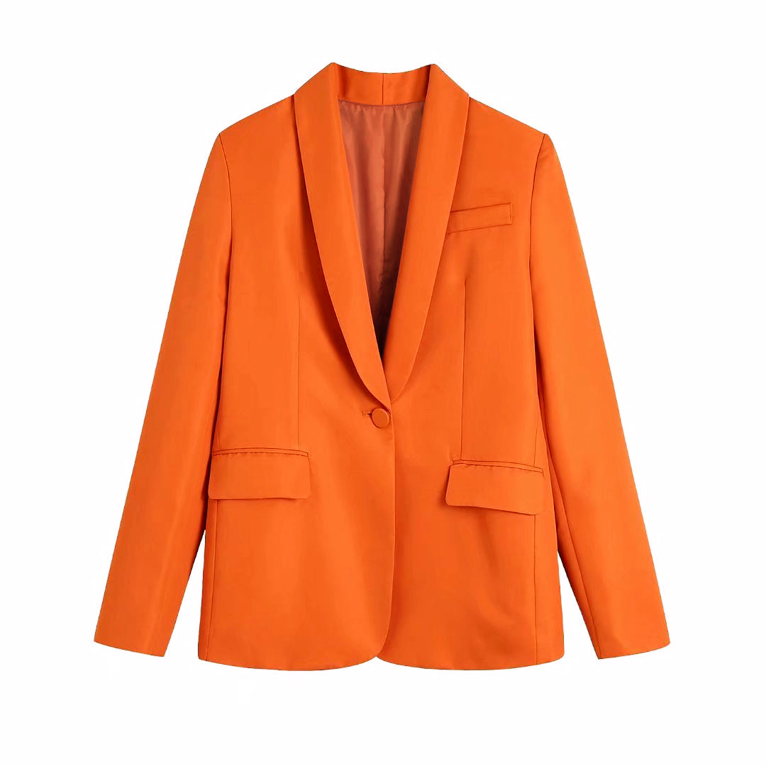 Summer Elegance Lapel One Button Solid Color Suit Coat Female