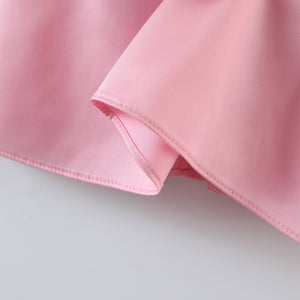 2022 Summer New Women Clothing Pink V-neck Satin Backless Short Strap Dress Pajamas