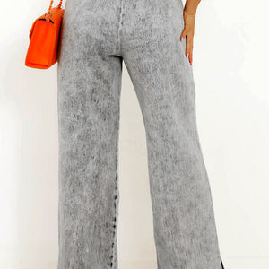 Slit Drawstring Jeans with Pockets