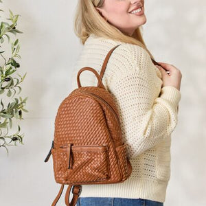 SHOMICO PU Leather Woven Backpack