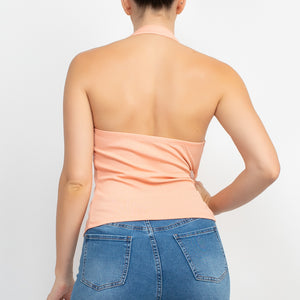 Collared Halter Open Back Top
