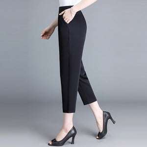 High Waist Straight  Middle-aged Ankle length Pants
