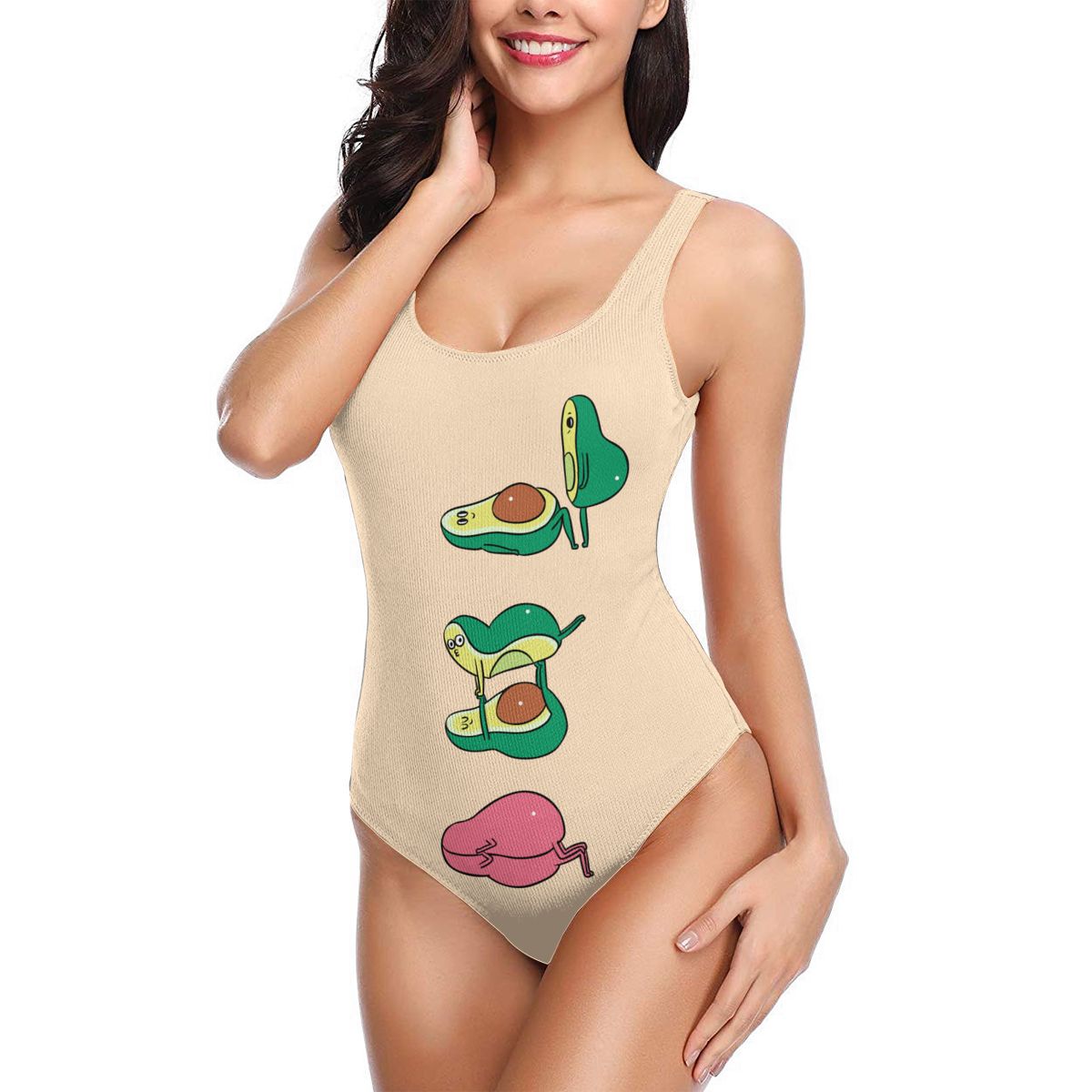 Fruit AvocadoSexy Cross Back Swimwear Women Swimsuit Vintage Bathing Suits Beach Wear Swim Print