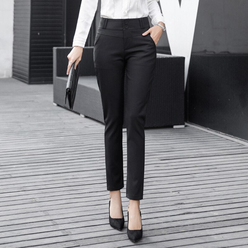Full-length Straight Solid Trousers