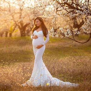 Sexy Lace Maternity Dresses For Baby Showers Photo Shoot Long Sleeve Gown Dresses Elegence Pregnant Dress Women Photography Prop