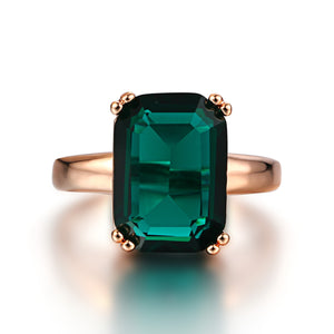 Green Gemstone Ring 14K Rose Gold Fine Jewelry