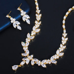 Leaf Drop Necklace Bridal Jewelry Set