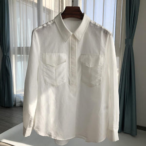 Ancient Silk Cotton Long-Sleeved Shirt Blouse