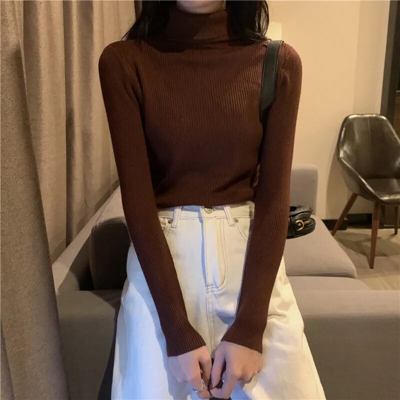 2021 Knitted Women  Sweater Pullovers Autumn Winter Basic Women O-Neck  Sweaters Pullover Slim Female Top Clothing