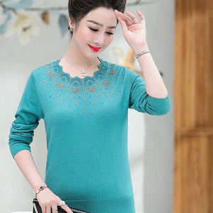 Middle Aged Women's Pullover Female Wool Sweater